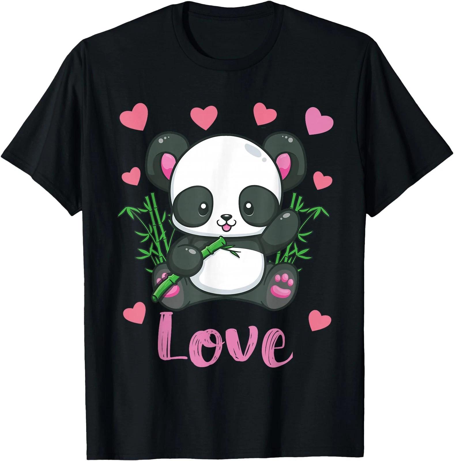 Panda Valentines Day Shirt Hearts Love Women Girls Gift T shirt S