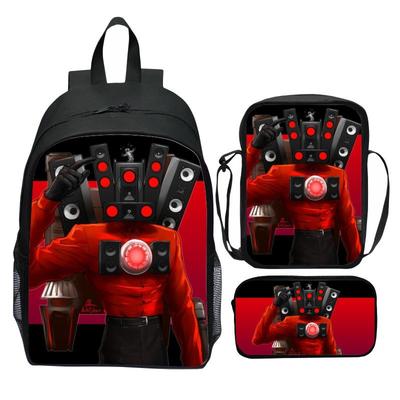 Toilet Man Backpack Titan Clock Man Titan Monitor Man School Bag Kindergarten Primary School Capacity Backpack Three-piece Set