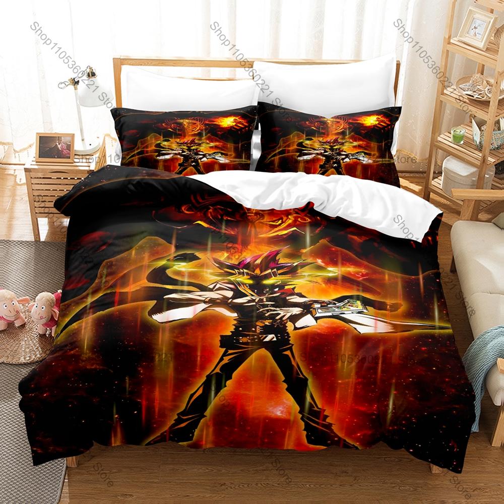 Yu Gi Oh Bedding Set 3Pcs 3D Printed Kpop Duvet Cover & Pillowcases Soft Microfiber Bed Set for Fans Bedroom Decor