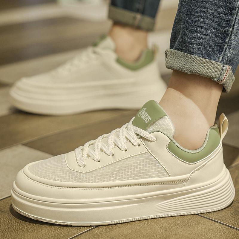 White men's shoes summer lightweight breathable casual board shoes men's white shoes anti slip thick sole versatile sports shoes