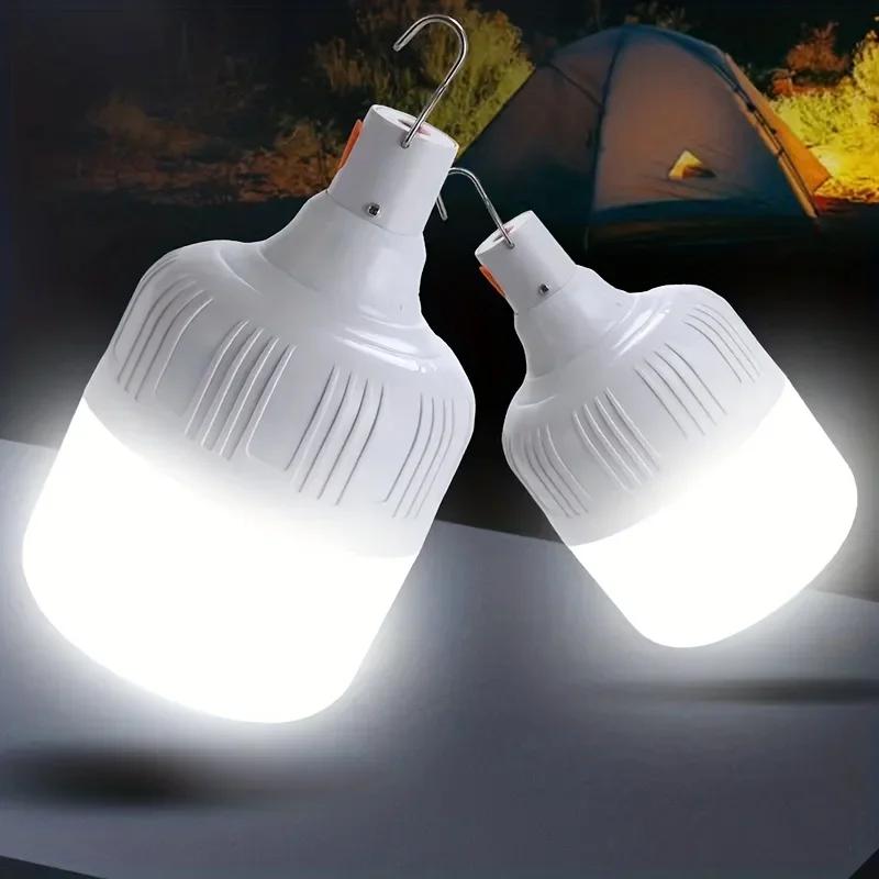 Portable Outdoor Camping Lights USB Rechargeable Lamp LED Emergency Bulb Hook High Power Tents Lantern Night Lights Bulb