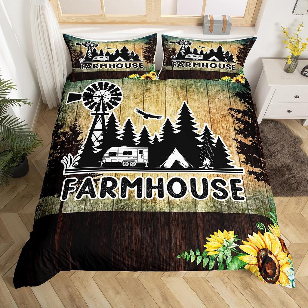 Windmill Duvet Cover Sets For Kids Teens Adults Lightweight Down Quilt Covers Bedroom Decor 2 Pillowcases 1 Duvet Cover No Quilt