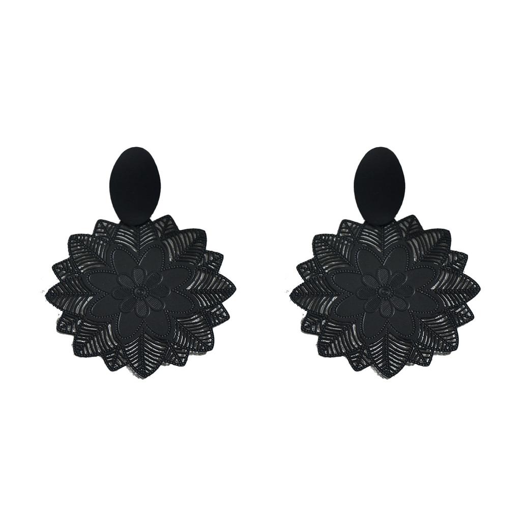 Women's Earrings Geometric Black Design Flower Studs Versatile High-end Earrings