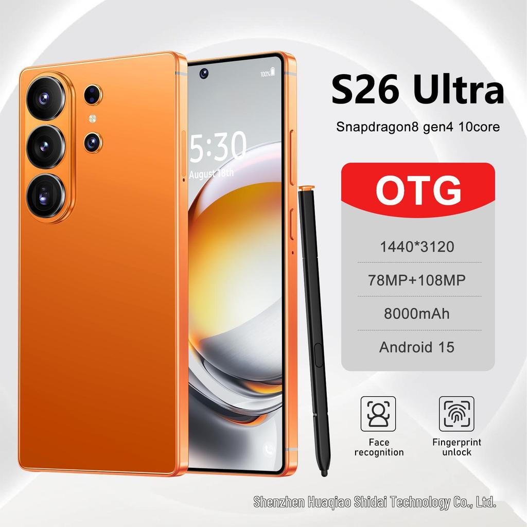 Dahili Kalemli, Çift SIM'li, Google Play'li, Android 14.0'lı 2026 S26Ultra 5G Akıllı Telefon