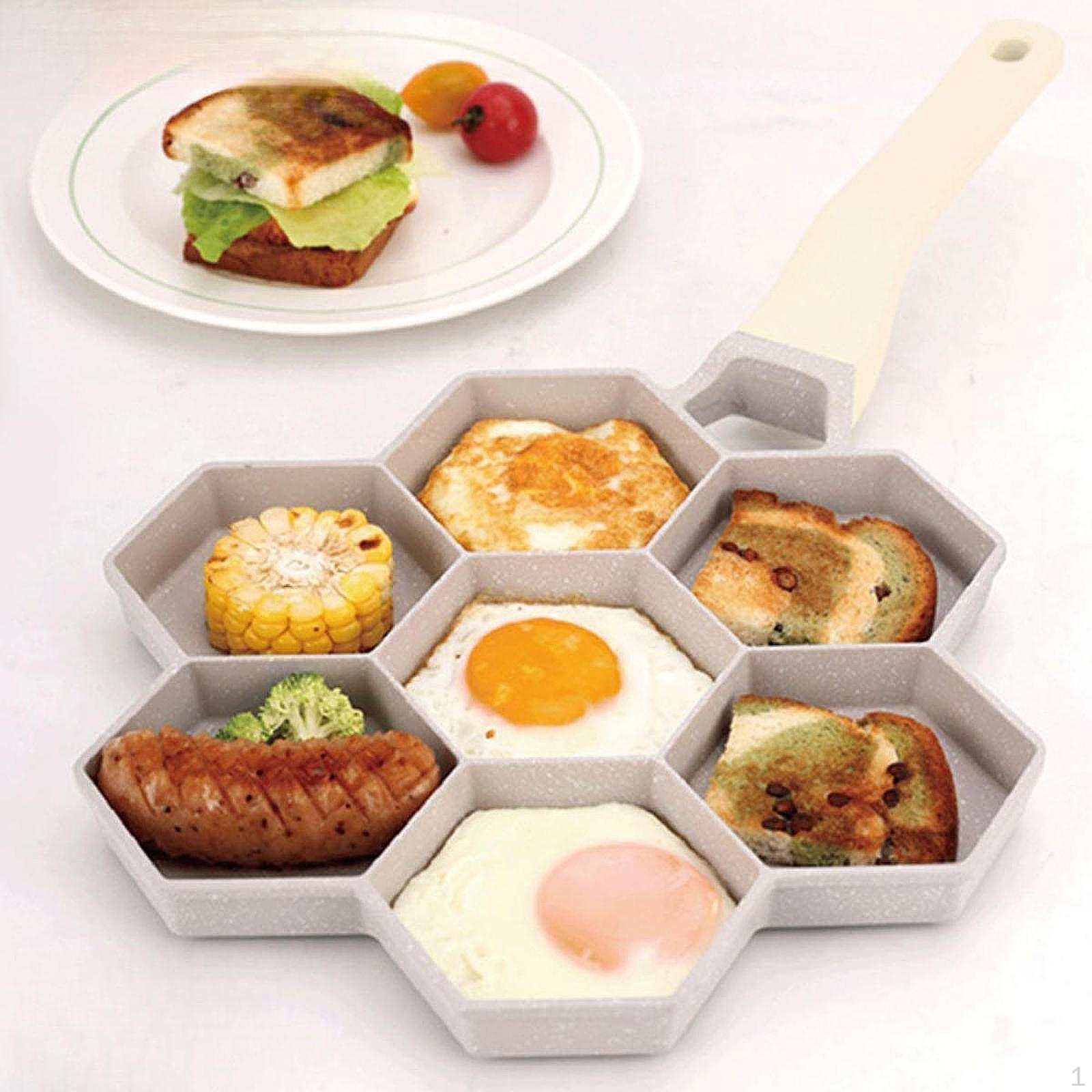 

7 Compartment Egg Pan, Breakfast Omelet Restaurant Kitchen Cookware білий