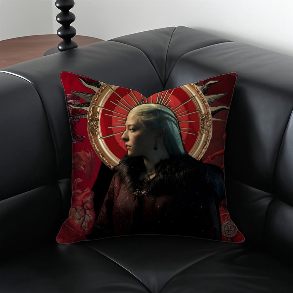 RRhaenyra Targaryen Kissen Schlag Fantasie Kissenbezug Kissenhülle Anti-Milben Unsichtbarer Reißverschluss seidiger Plüsch Kissen