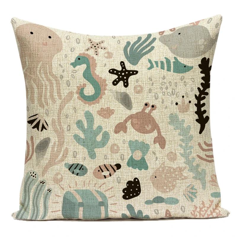 Cute Cartoon Lovely Animal Ocean Fish Octopus Polyester Sofa Home Pillows Cushion Cover For Living Room Decoration Pillowcase