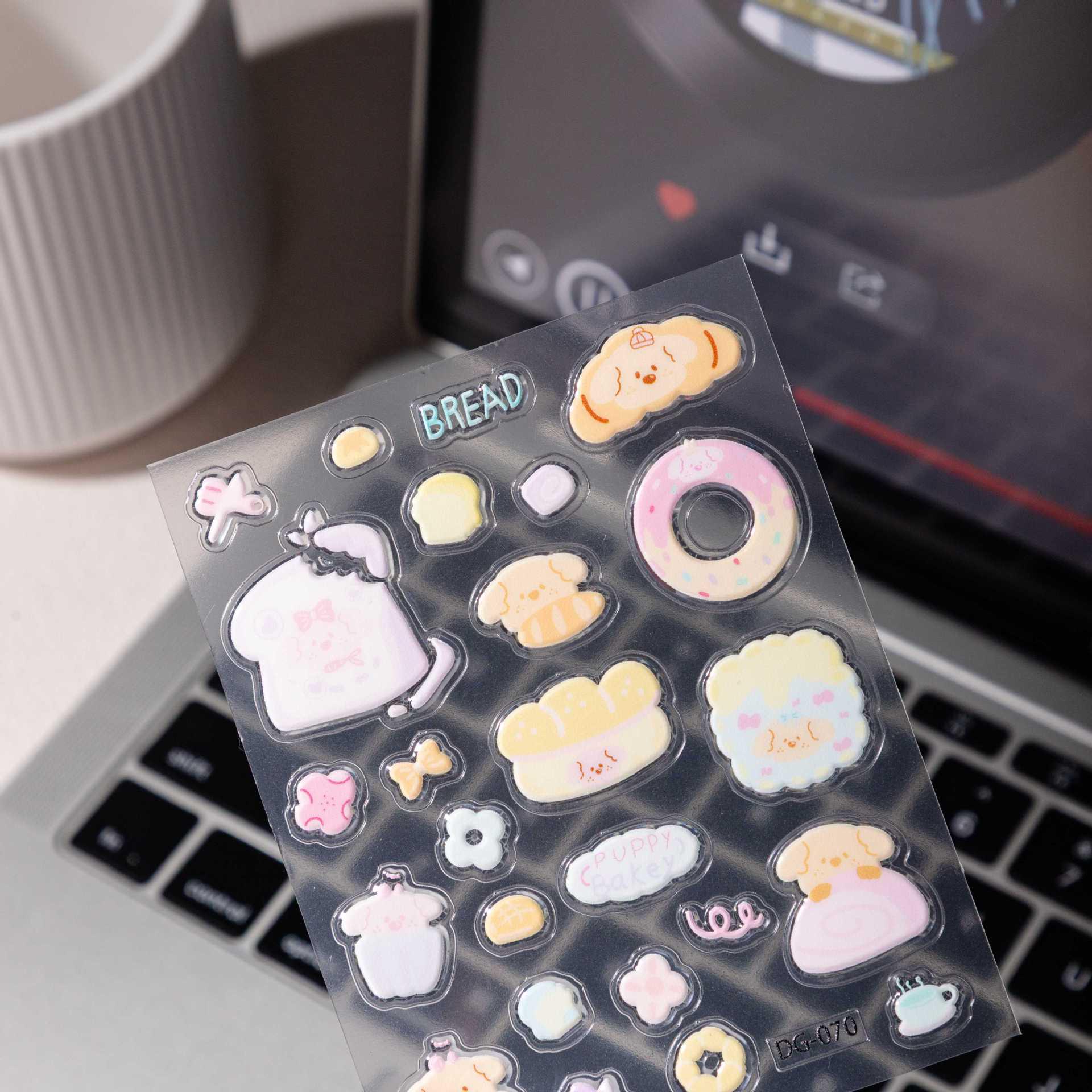 Cyansea Cute Donut Bread Puppy Jelly DIY Stickers for Notebook Decoration DG-070