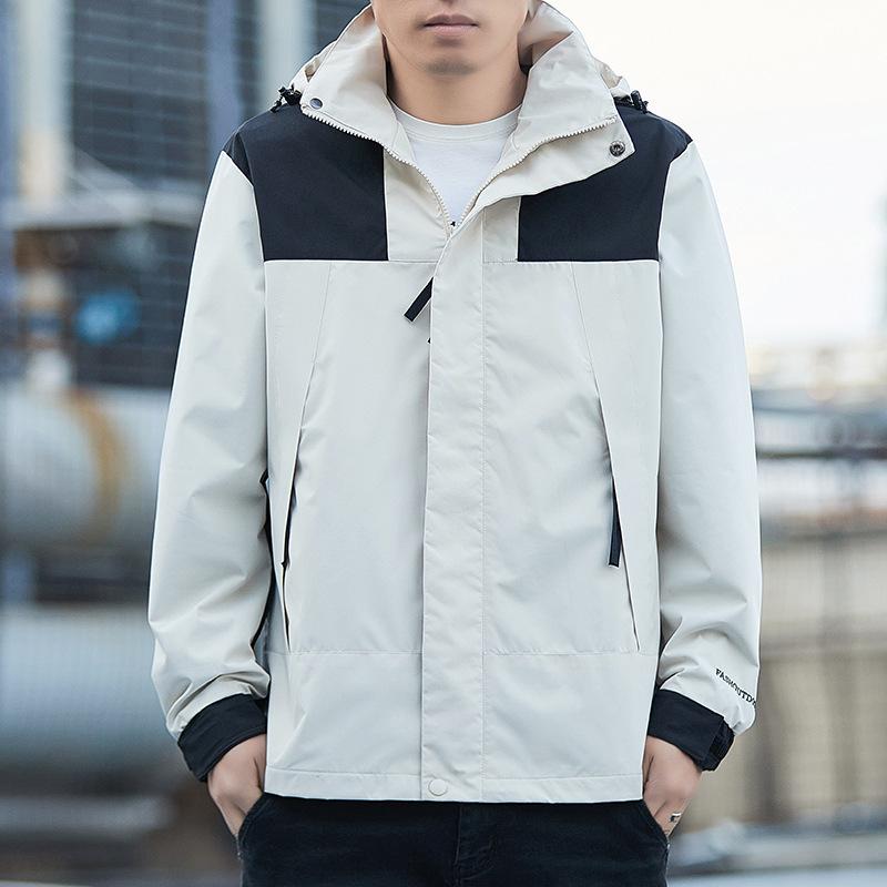 

Мужская куртка мужская весна весна и осень тонкая ветрозащитная водонепроницаемая куртка для альпинизма мужская съемная шапка S хаки