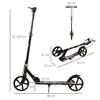 Kids Foldable Kick Scooter w/ Adjustable Height, Break, Big Wheels, for Ages 7-14 Years - Black