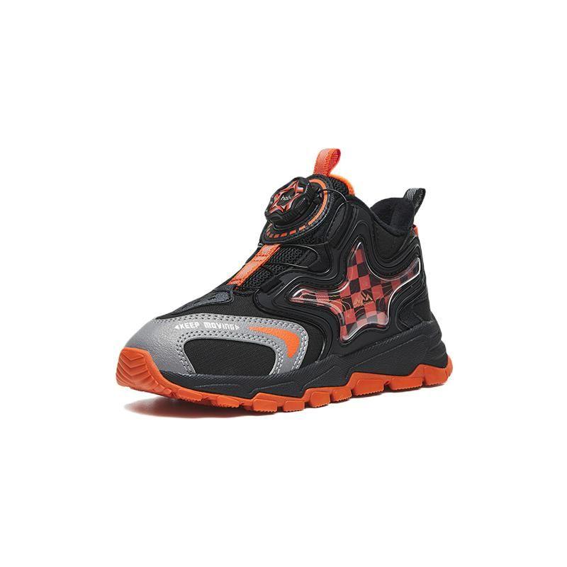 Anta Rotating Buckle Shock Absorbing Wear Resistant Warm Childrens Casual Shoes Kids Casual Shoes Black Gray Orange 312249988-6