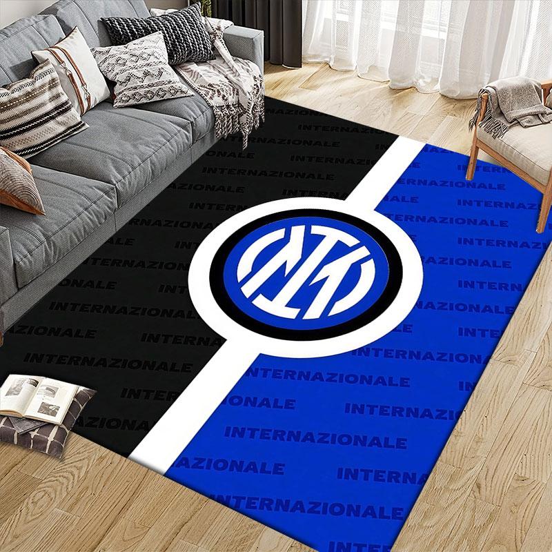 Inter Milan Printed Carpet, Home Sofa Decoration for Living Room & Bedroom, Non‑Slip Play Flannel Floor Mat for Game Room