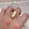 New Fashion Glossy Rings For Women Unusual Creative Hollow Rhombus  Rose Gold Ethnic Bride Vintage Jewelry Quality Ring