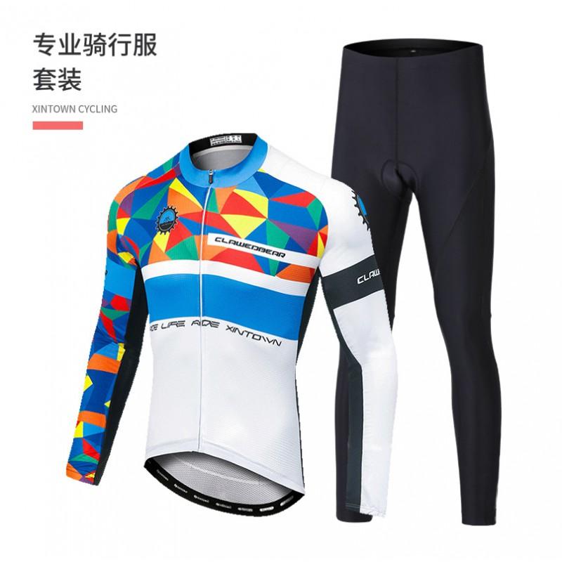 Mens Long Cycling Jersey Set Road Bike Racing Suit Breathable Wear