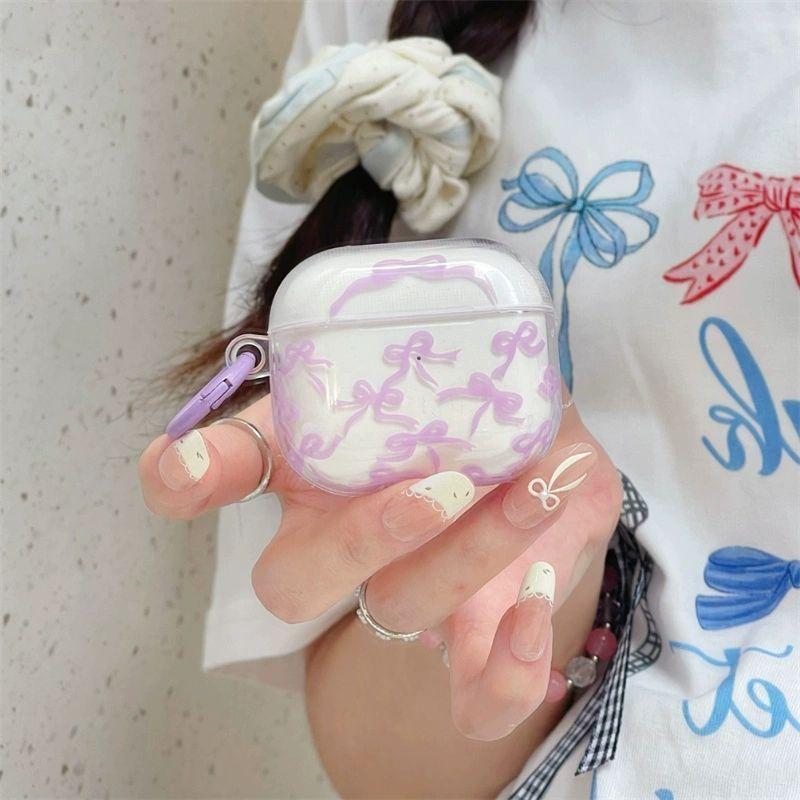 Pink Bow Designed Case For AirPods 4 3 1 2 Gen TPU Earphone Protecitve Case For AirPods Pro 2/Pro Cover with Keychain Accessory