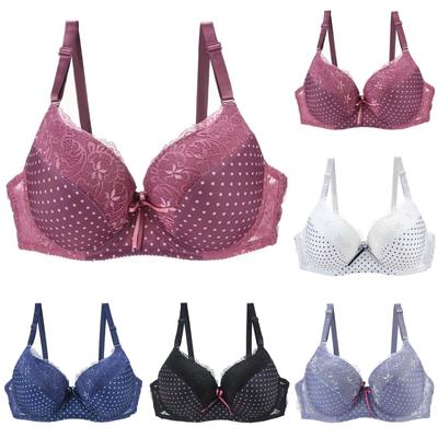 Reggiseno in Pizzo di Cotone da Donna Push Up Lingerie Moda Ragazza Stampa Pois Biancheria Intima per Donna Spalline Regolabili Taglia Grande Brassiere