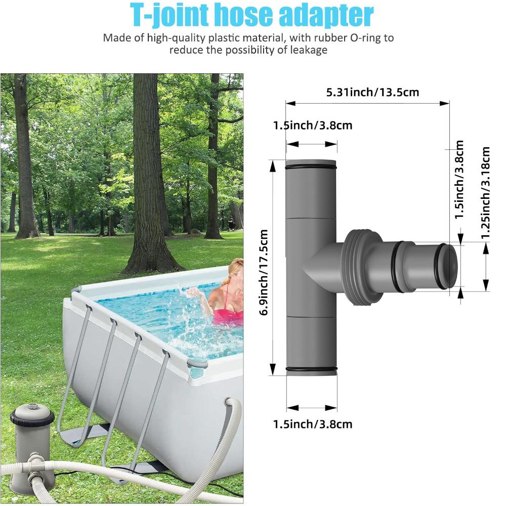 Replaceable Swimming Pools Hose Connector Coupling Interconnecting Coupler with Rubber O-Ring T-Joint Pipe Filter Pump Adapter