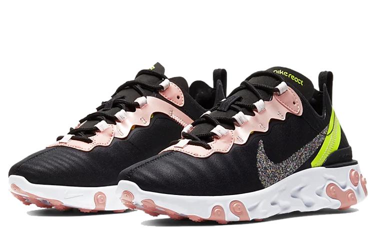Women's Sneakers Nike React Element 55 Premium Black Coral Stardust (Women's)