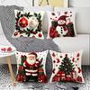 Cartoon Snowman Print Linen Plush Cushion Cover Santa Claus Merry Christmas Happy New Year Xmas Decor Throw Pillowcase
