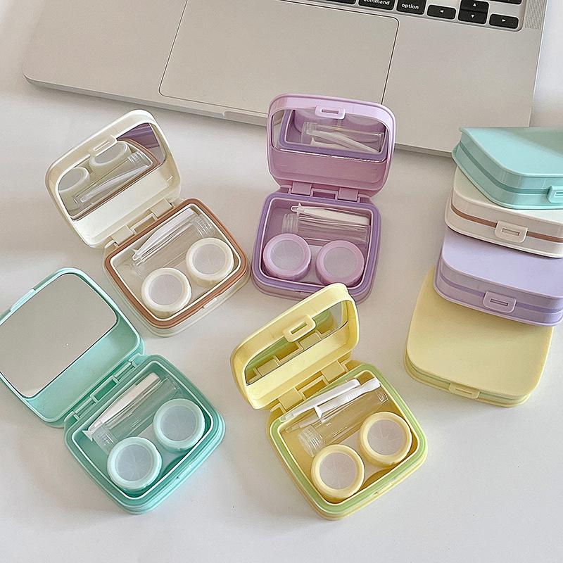 Candy enfärgad kontaktlinsfodral Plastfärgad kontaktlinslåda Bärbar kontaktlinsförvaringslåda Mini Care Box