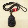 Genuine Obsidian Baby Buddha Pendant - Natural Gemstone Hanging Ornament