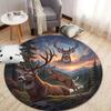 Deer Bear Wolf Round Area Rug,Carpet Rug for Living Room Bedroom Sofa Playroom Decor,Non-slip Floor Mat