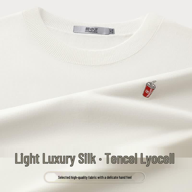 SNOWFLYING Women s Embroidered Tencel Lyocell & Silk Knit T-Shirt L