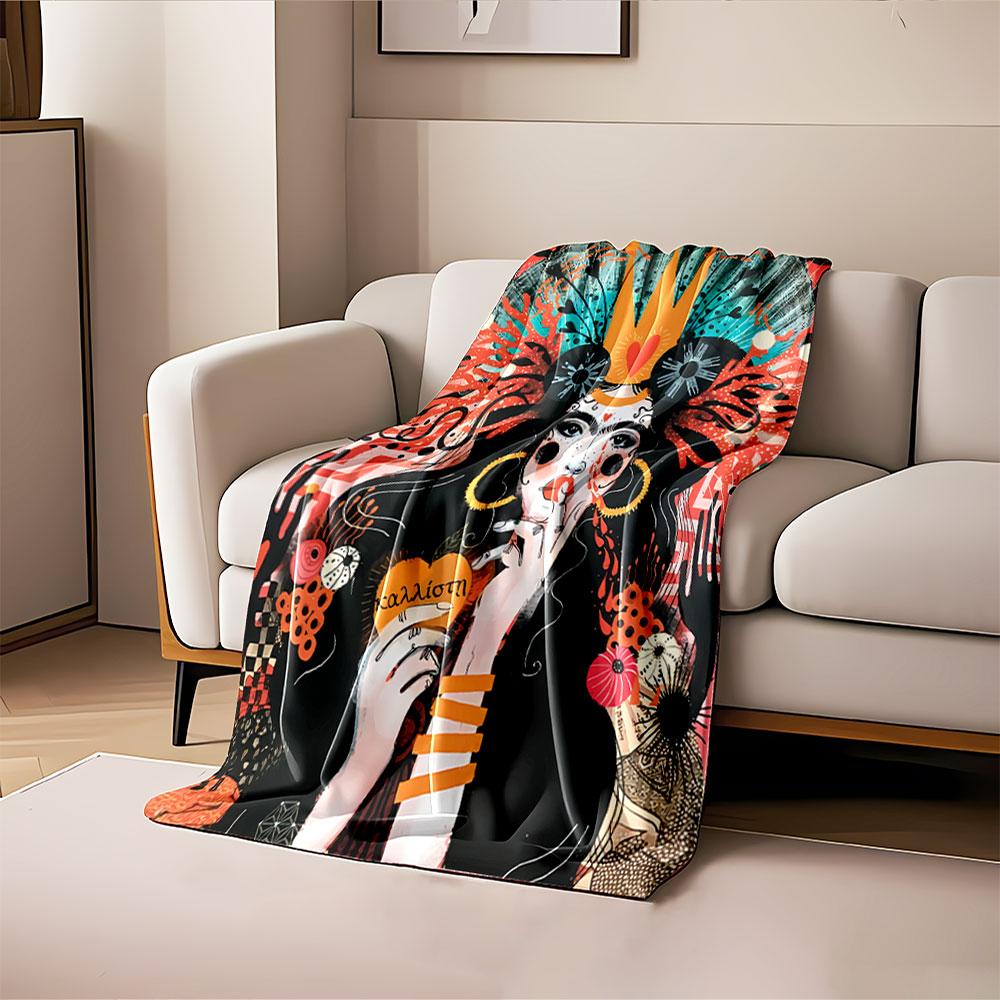 Colorful Artistic Woman Portrait for all seasons blanket lunch break throw gift