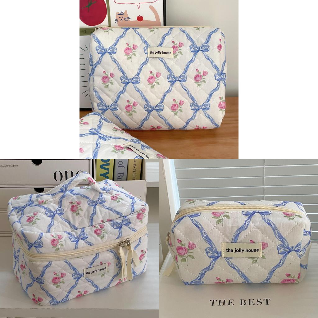 Vintage Butterfly Bow Flower Toiletry Bag With Soft Polyester Material For Daily Use