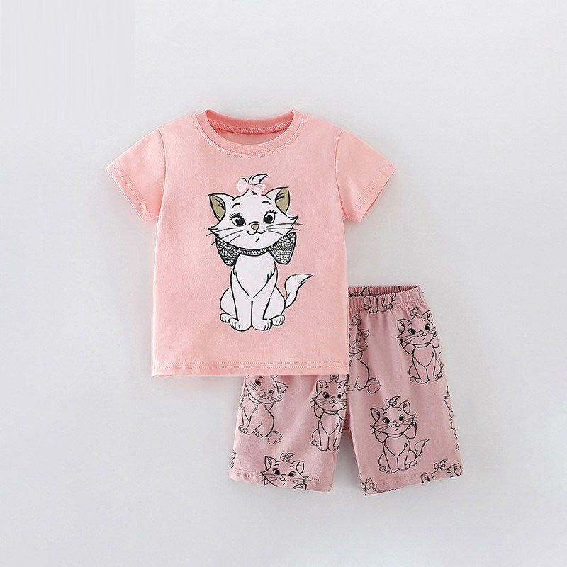 Children s Suit Forestkingdom Brand Children s Clothing New Style Girls Short-Sleeved T-Shirt and Shorts Suit 211738 8Y (140cm)