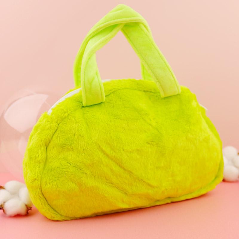 Kawaii Fluffy Stuffed Makeup Bag Mike Wazowski Toys Handback For Woman Green Cute Plush Cosmetic Portable Storage Bag For Girls