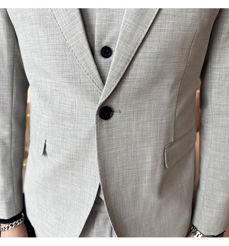 Men's Slim Fit Spring Suit Set with Peak Lapel and Solid Color Formal Wear