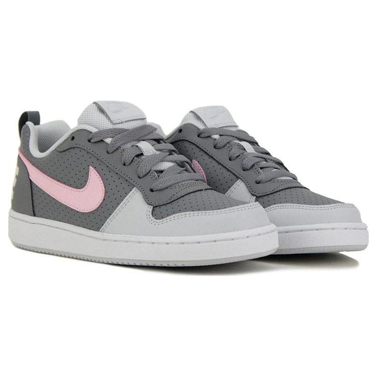 Nike Court Borough Low Synthetic Leather Slip Resistant Abrasion Resistant Low top Skateboard Shoes Gray Pink Unisex 845104-008