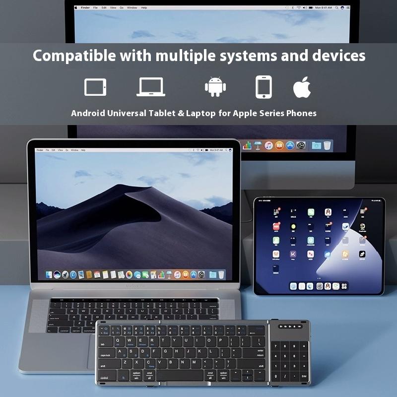 Tri-fold Keyboard Wireless Bluetooth Foldable Small Keyboard Suitable for Desktop Computers and Notebooks