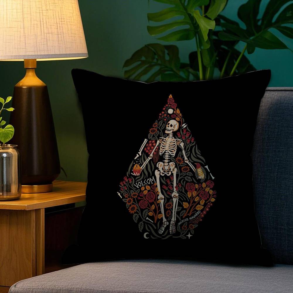 Cool V-Volcom Logo Pillow Case Plush Fabric Soft Double Sided Print Sofa Cushion Cover Throw Pillow Covers