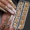 1000Pcs/box Champagne Gold Diamond Nail Crystal Mixed-Design Nail Glitter Rhinestone Non-HotFix  Manicure Rhinestone Decoration