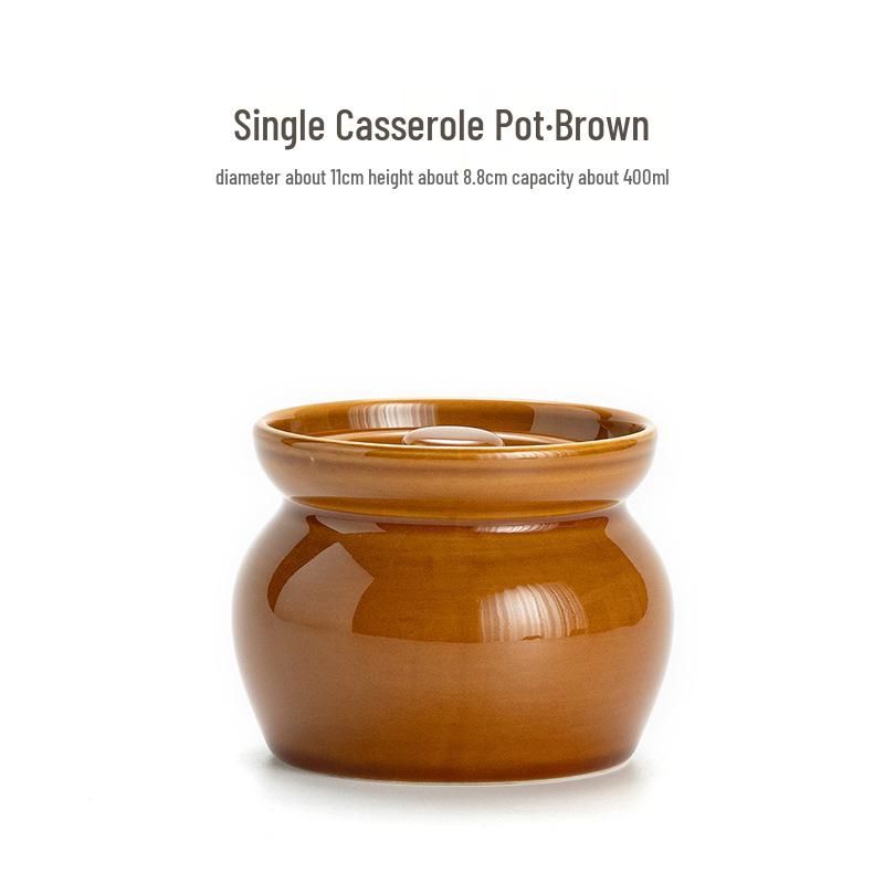 

Керамический горшочек для тушения на одну порцию - Глиняный горшочек для паровой обработки яиц и супа на водяной бане с крышкой, идеально подходит для китайских закусок Шасянь.