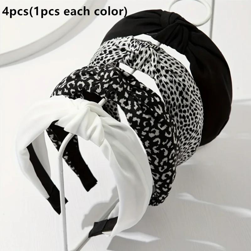 1/4pcs Chic Leopard Print Headband with Center Knot Solid Twill Cloth Women's Fashion Hair Accessory Girls Stylish Hairband