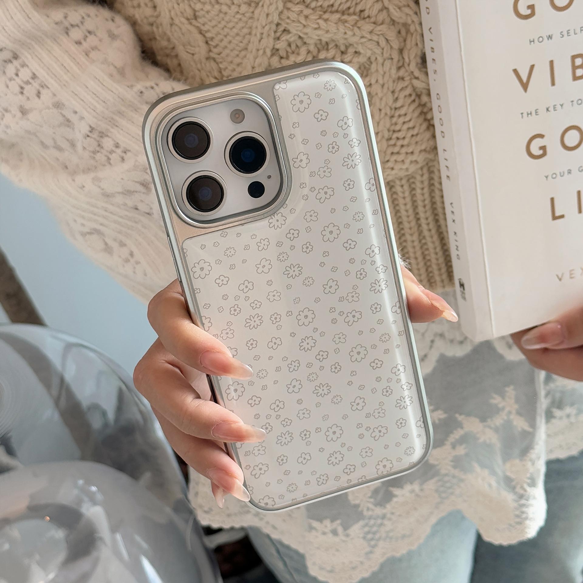 

Simple Temperament Flowers Suitable for 16 Apple 15 Promax Mobile Phone Case Iphone 14 Drop Glue 1315 Huawei Samsung S25ULTRA