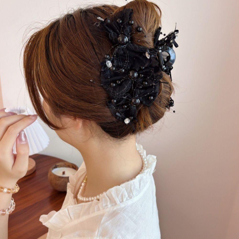 Lace Bow Hair Clip Large Size Lace Claw Clip Creative Hairpins  Women Girl