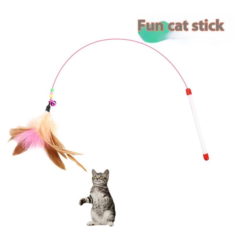 Cat Teasing Toys Cat Teasing Sticks Feather Bells Cat Teasing Rods Self-high To Relieve Boredom Cat Going Out Toys Pet Supplies Dog