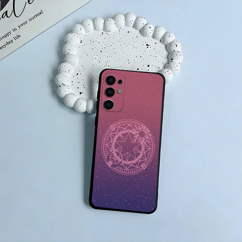 Anime-Karten-Mädchen-Sakura Handyhülle für Samsung S25,S24,S21,S22,S23,S30,Ultra,S20,Plus,Fe,Lite,Schwarz Weiches Silikon