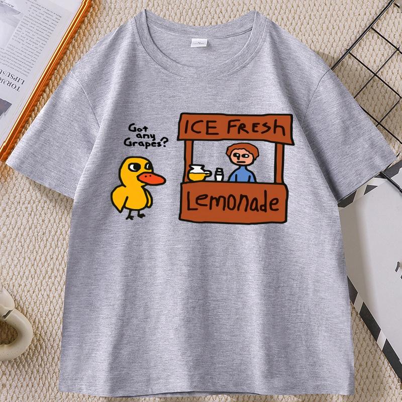 

Got Any Grapes Duck Ice Fresh Lemonade Funny T-Shirt Causal Cotton Short Sleeve Round Neck Tshirt The Duck Song T-Shirts Clothes S серый
