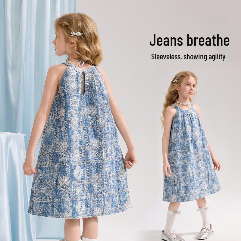 ASK JUNIOR Girls  Sleeveless Denim Midi Dress 170