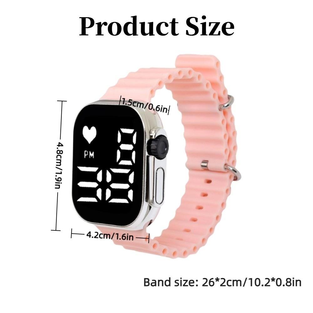 Large Dial Electronic Watch Rectangular Wristwatch Casual Digital Watch  For Boys Girls