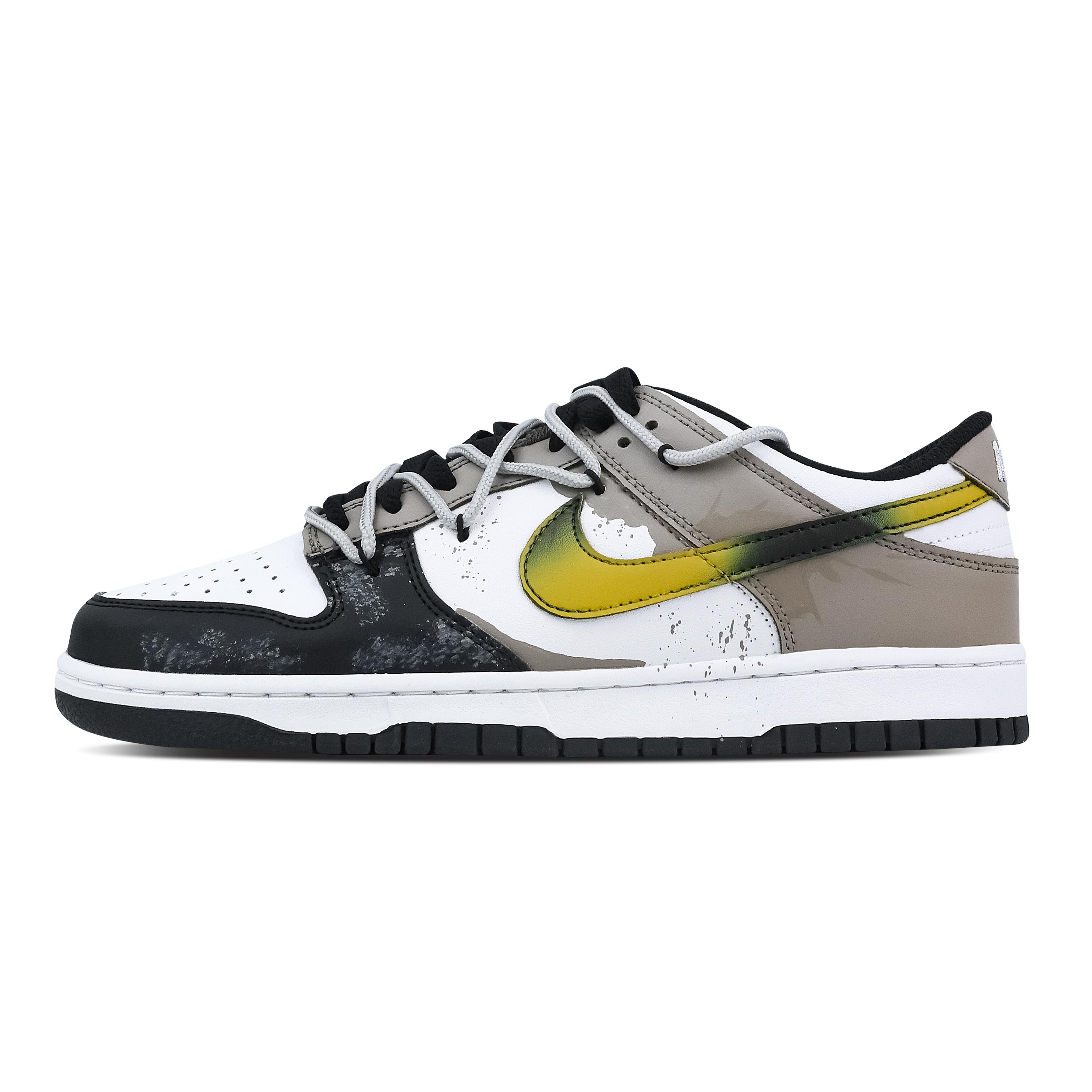 

Nike Dunk Ink Splatter Tide Shoes 1 Slip Resistant Abrasion Resistant Low top Skateboard Shoes Unisex Black Brown HF5441-100(Team773-1) 42.5