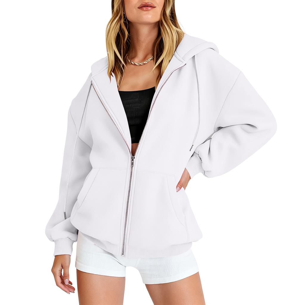 Women’s Loose Fit Zip Up Cardigan Hoodie Casual Long Sleeve Relaxed Style Outerwear for Fall and Spring