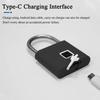 Keyless USB Charging Fingerprint Lock Smart Padlock Waterproof Door Lock Unlock Portable Anti-theft Padlock Zinc Home Tools