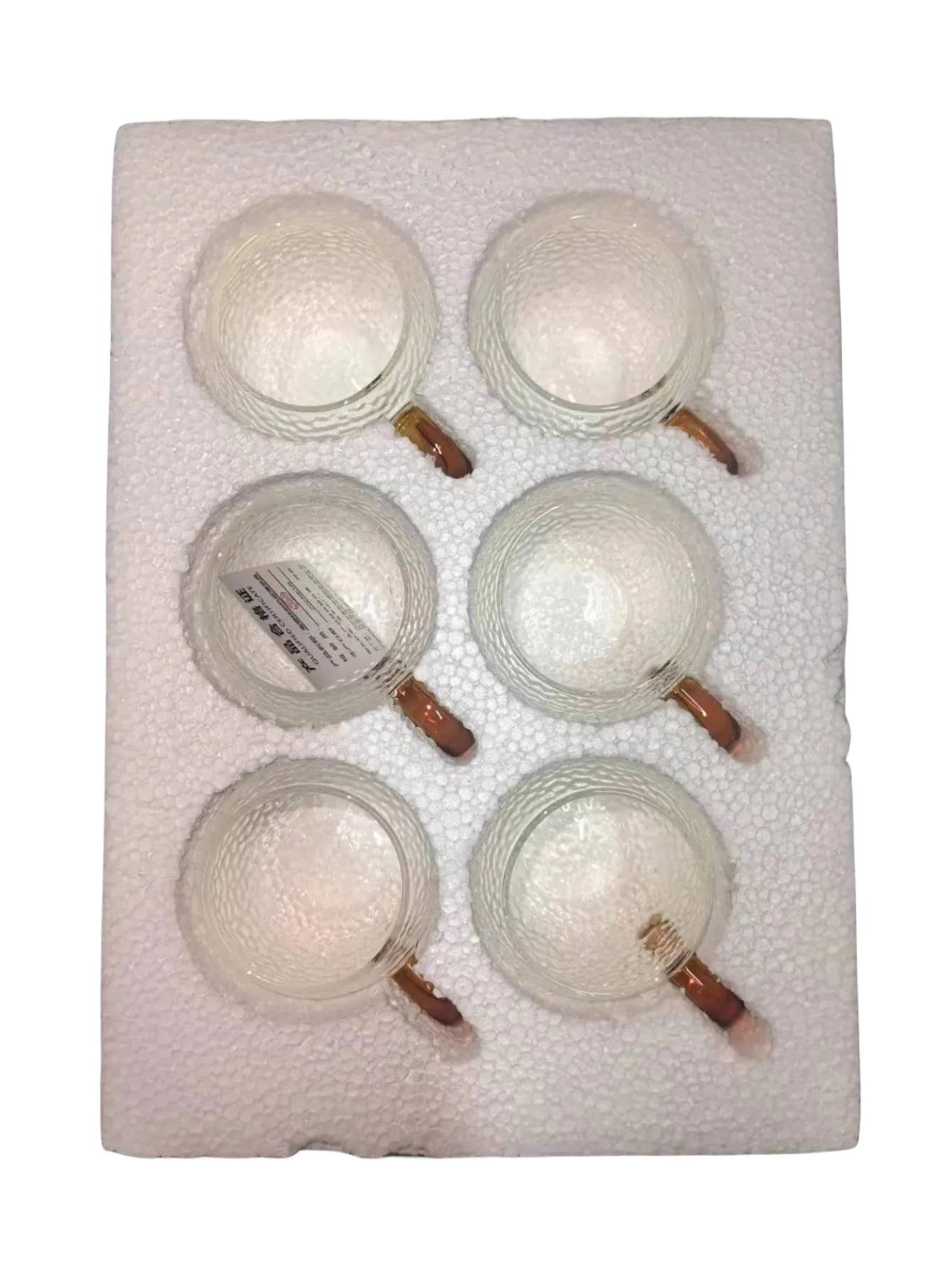 

Japanese style heat-resistant 6-piece set, high temperature explosion-proof hammering glass tea cup, borosilicate cup, kitchen 120ml