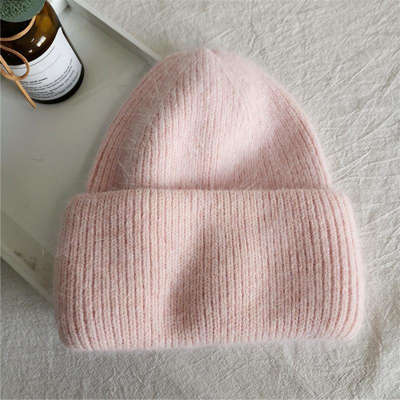 Women's Winter Hats Soft Knit Beanie Warm Rabbit Fur  Cute Solid Color Slouchy Cap Casual Outdoor Fashion Solid Adult Cover Head